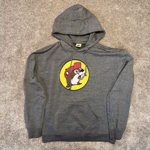 Buc-ees TAG Hoodie Size Medium Gray Pullover Buc-ees With Drawstrings